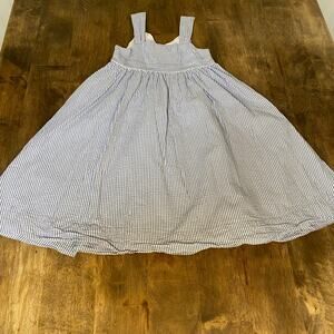 Ralph Lauren blue white pin striped tank zipper side fit flare dress SIZE 6